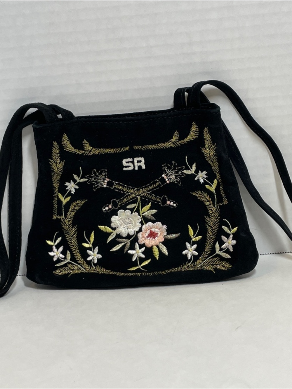 Vintage Tambour Embroidery Floral Tapestry Multicolor Needlework Cottagecore bag